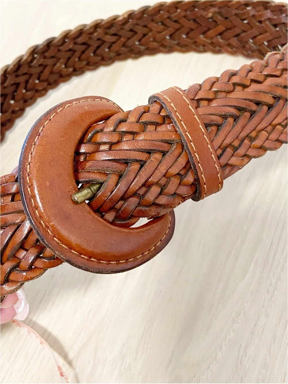 Vintage Nordstrom woven braided leather belt brown made in italy